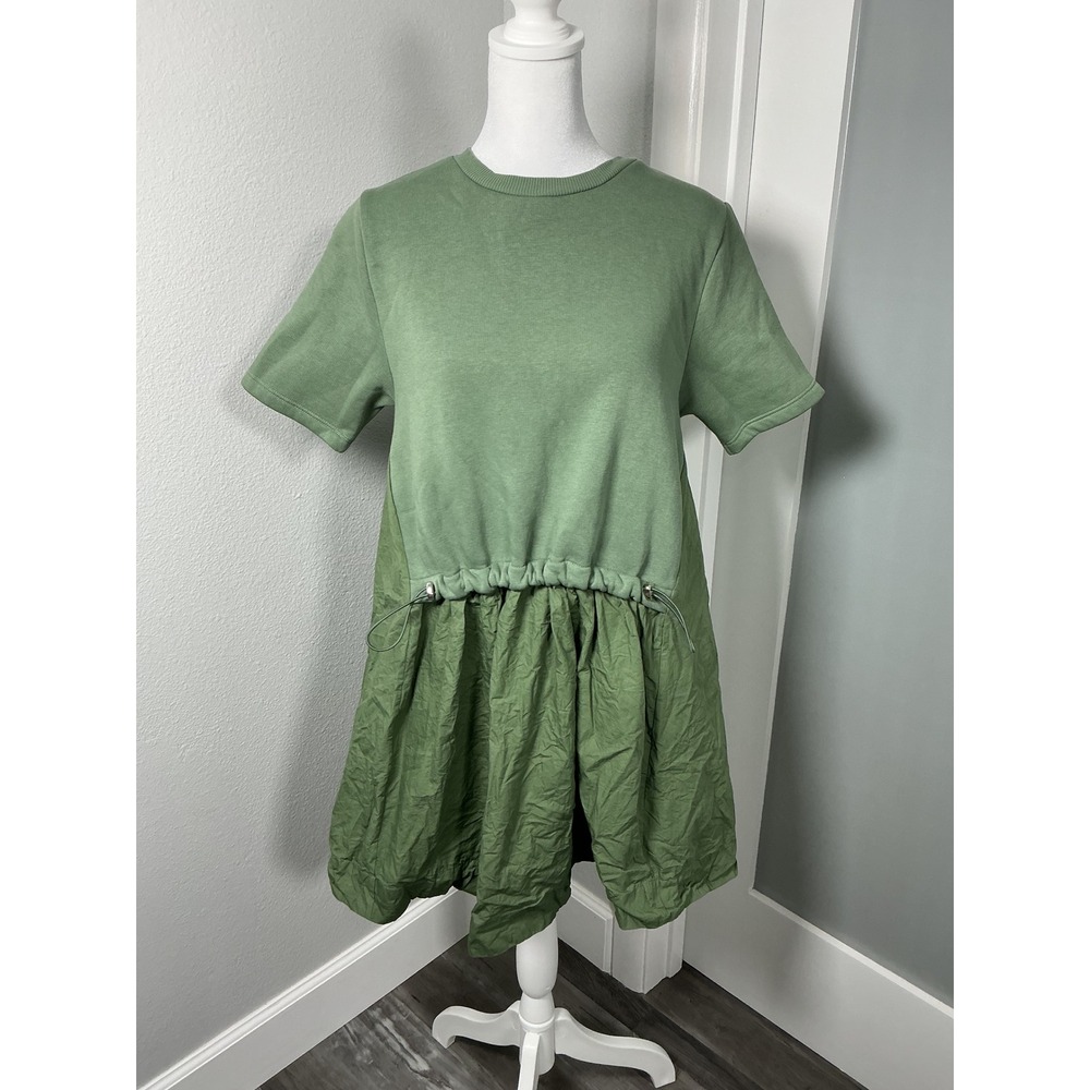 Anthropologie Pilcro Sweatshirt Twofer Mini Dress Green Size XS